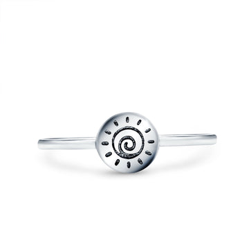 Sun Band Oxidized Solid 925 Sterling Silver Thumb Ring (7mm)